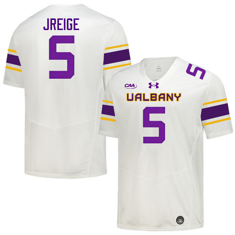 UAlbany Great Danes #5 Alex Jreige College Football Jerseys,Uniforms-White